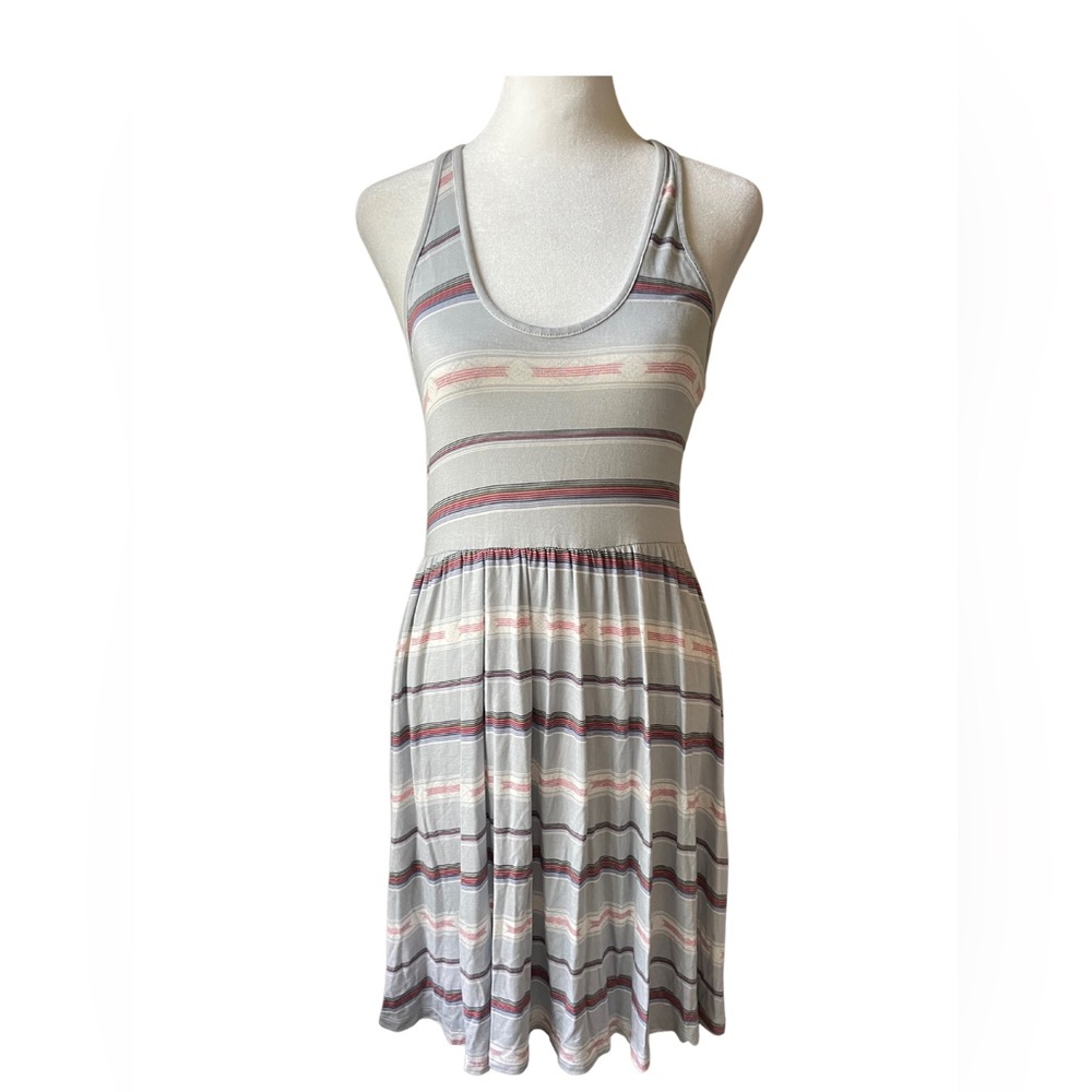Women’s Mudd Medium Gray and White Striped Halter Dress